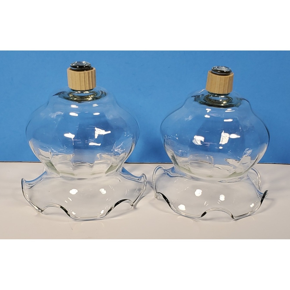 Votive Cups Optic Ruffle Glass Peg Candle Home Interiors Clear Homco Qty 2